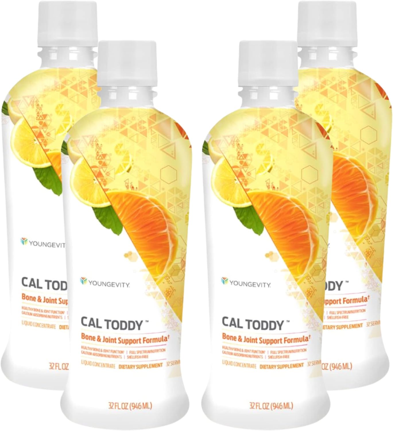 Youngevity CAL Toddy Liquid Supplement - Calcium, Magnesium, Vitamins D-3, Zinc, Copper, Potassium, Boron - 70+ Trace Minerals - Bone Health Support - 32 Fl Oz x 4 Pack