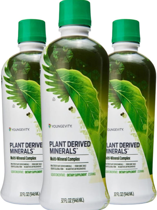 Youngevity Plant-Derived Liquid Minerals with 77+ Trace Minerals - 19,000mg Mineral Solids - Colloidal Humic Shale - 32 oz (Pack of 3)