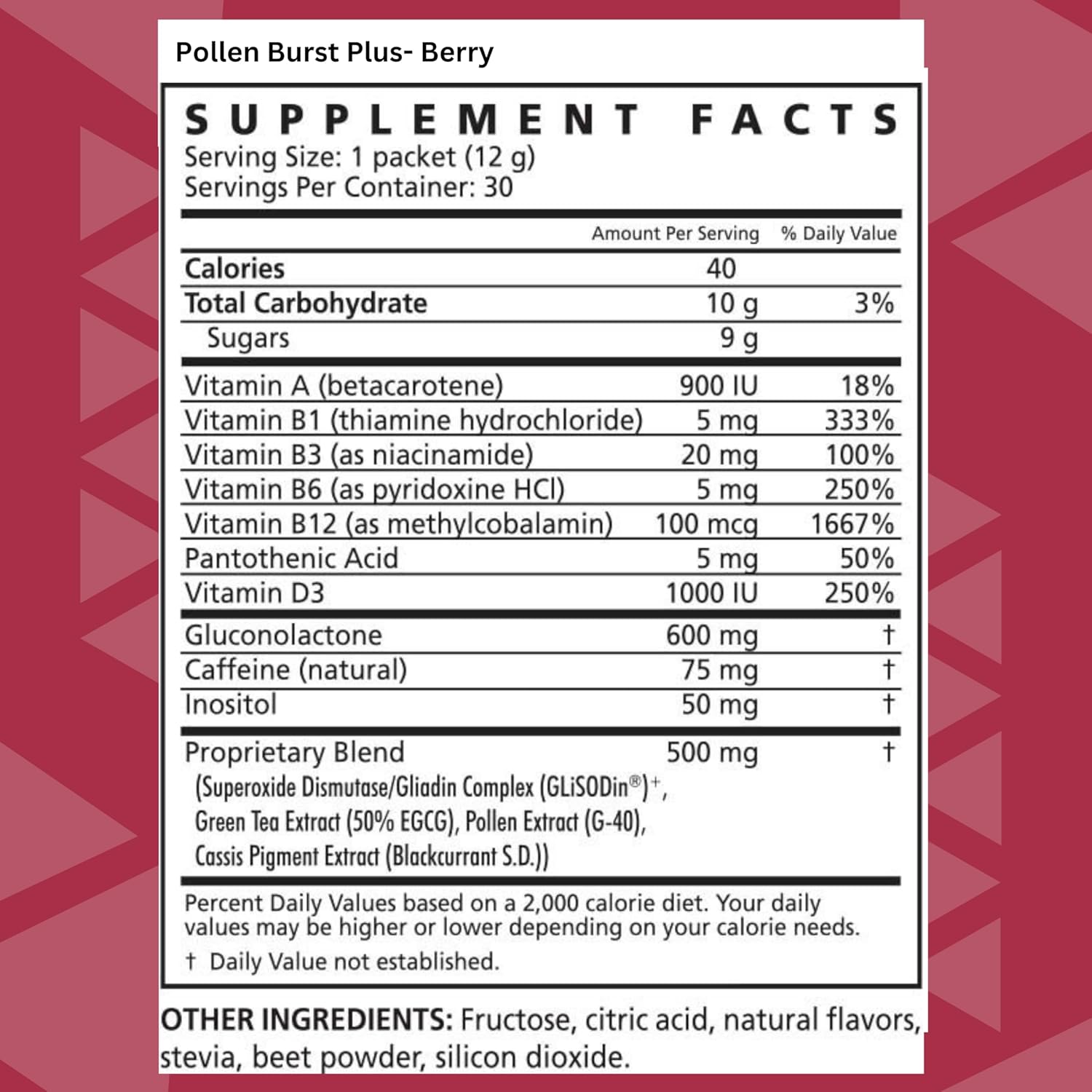 Youngevity Projoba Pollen Burst Plus Berry - Natural Energy Drink with Flower Pollen, Vitamins, Antioxidants - 30 Packets for Sustained Energy & Well-Being
