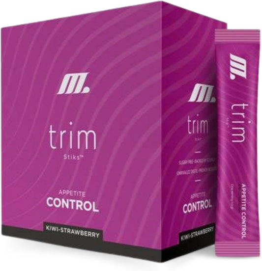 Youngevity Trim Stiks - Kiwi-Strawberry Flavor - Boost Energy, Focus, and Mood - Bioperine & Theobromine Powder - Appetite Control - 30 Sticks