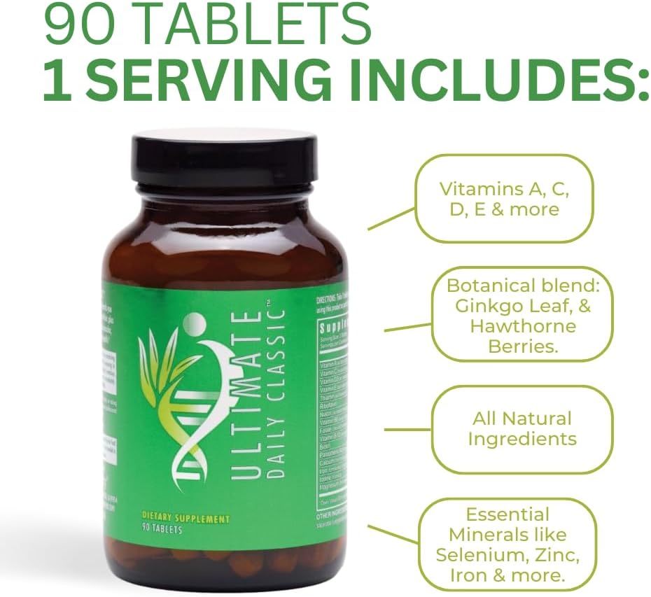 Youngevity Ultimate Daily Classic Multivitamin for Cardiovascular, Brain, Bone & Joint Health - 90 Tablets