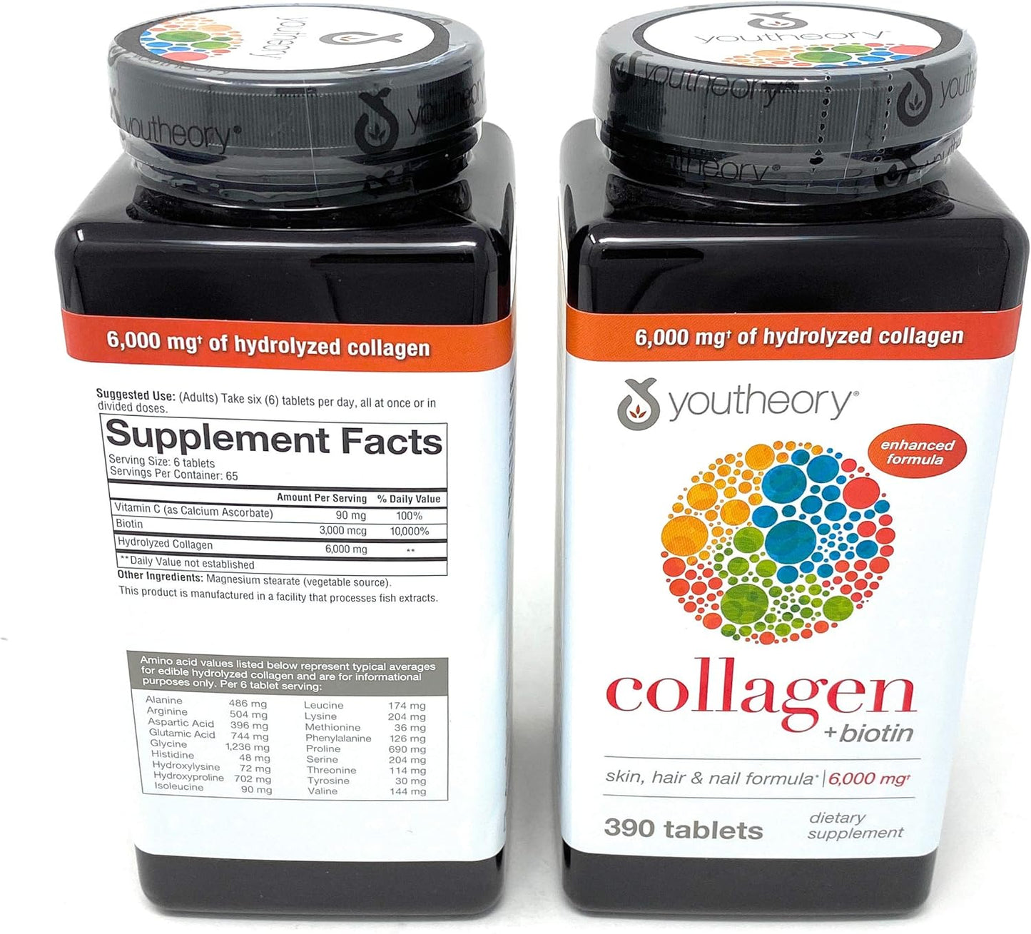 Youtheory Collagen Advanced Formula Tablets - 2-Pack (780 Ct Total) - Supports Healthy Skin, Hair & Nails