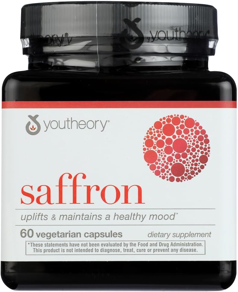 Youtheory Saffron Mood & Focus Boost Supplement, 60 Capsules