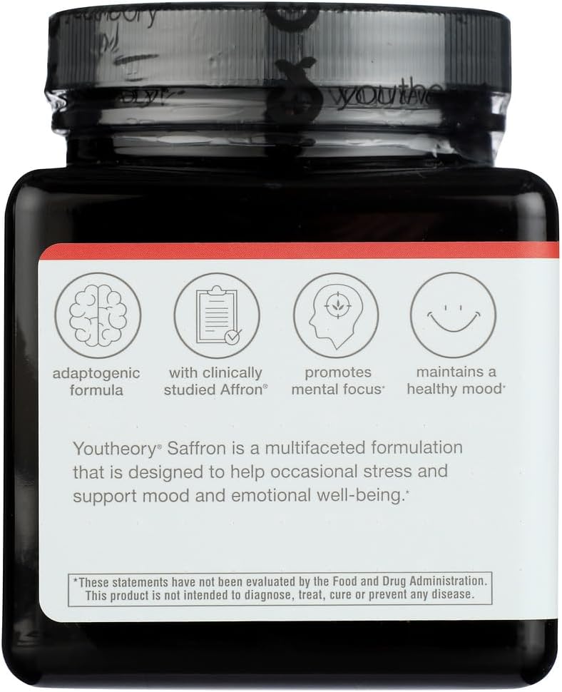 Youtheory Saffron Mood & Focus Boost Supplement, 60 Capsules