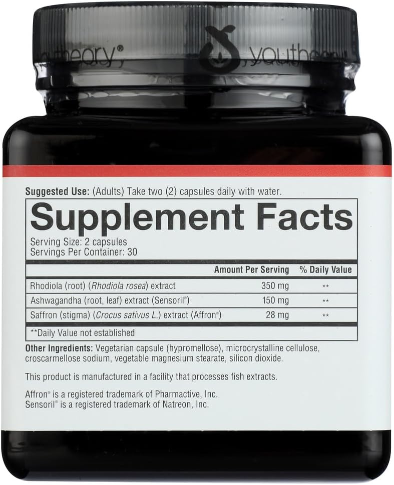 Youtheory Saffron Mood & Focus Boost Supplement, 60 Capsules