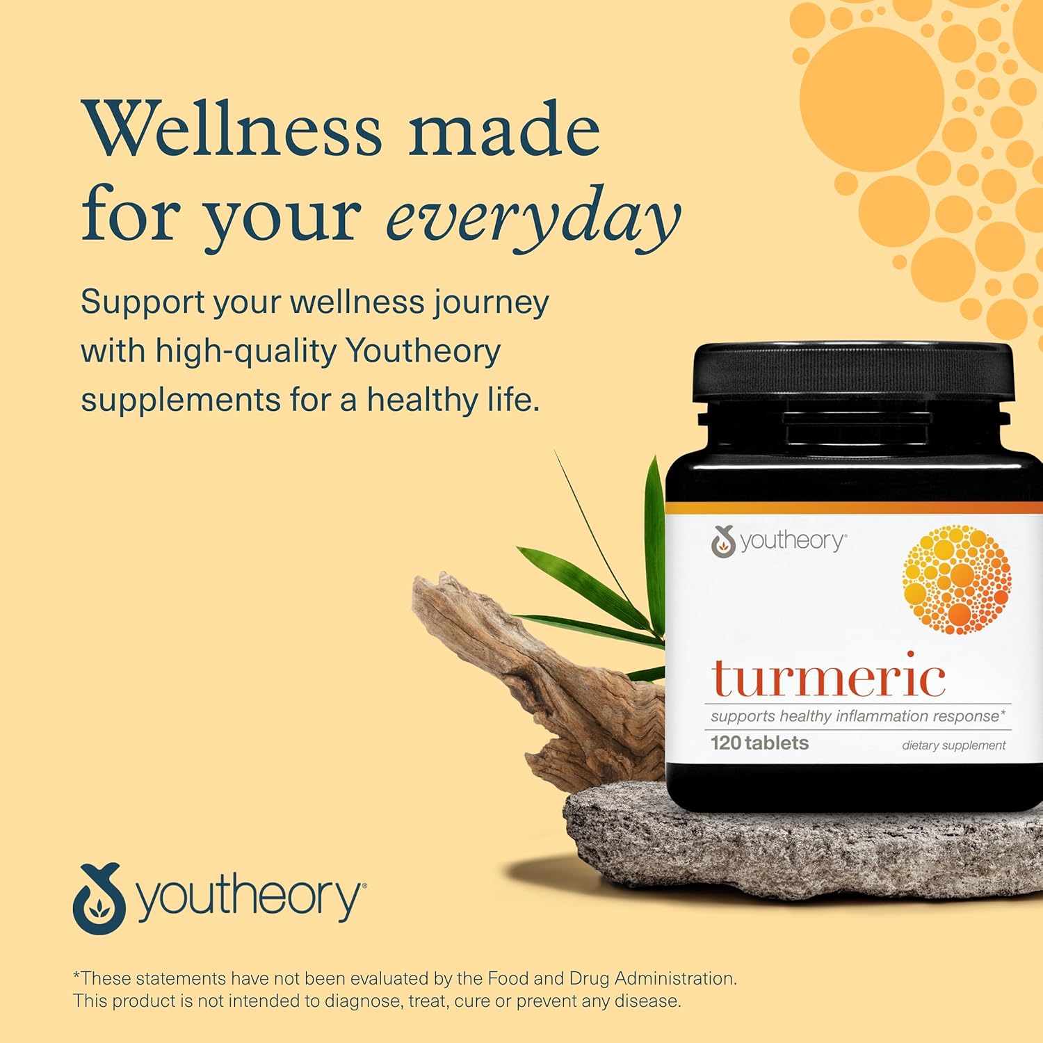 Youtheory Turmeric Advanced Supplement with Black Pepper & Olive Leaf Extract - Curcumin Joint Support - 120 Vegetarian Tablets
