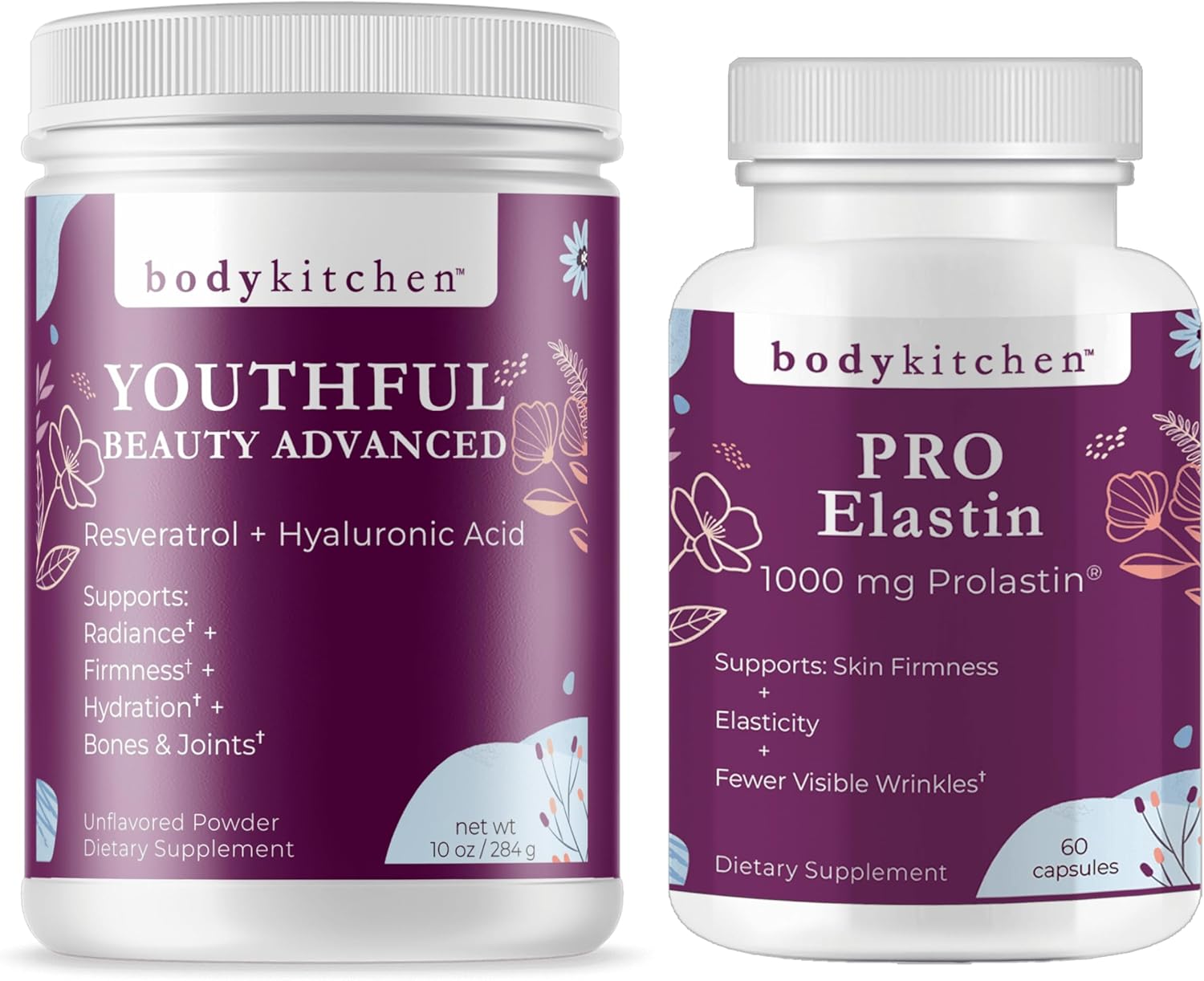 Youthful Beauty Collagen Peptides Powder with Resveratrol, Hyaluronic Acid, and Pro-Elastin - 10oz, 60 Count