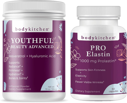 Youthful Beauty Collagen Peptides Powder with Resveratrol, Hyaluronic Acid, and Pro-Elastin - 10oz, 60 Count