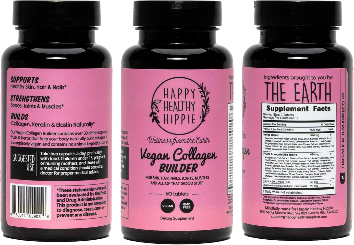 Youthful Glow Vegan Collagen Builder with Hyaluronic Acid - Hair Skin and Nails Vitamins for Radiant Skin | Keratin and Elastin Booster | Bone, Cartilage, Tendon Support | Vitamin A, L-Lysine | Vegetarian | Non-GMO, 60 Ct