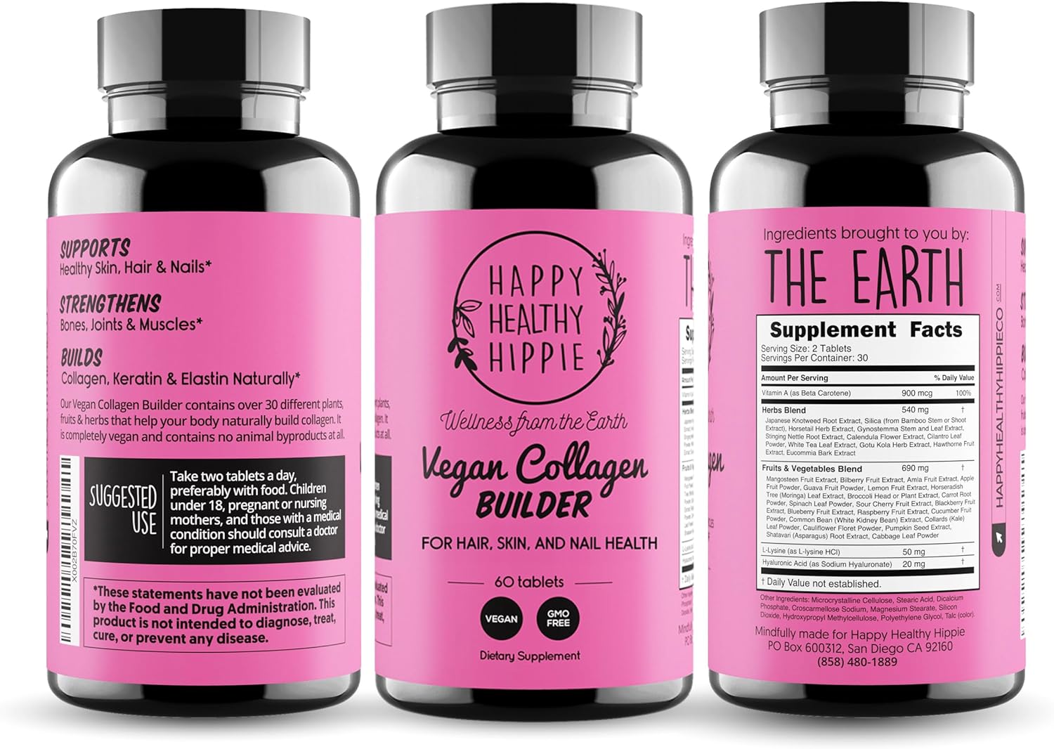 Youthful Glow Vegan Collagen Builder with Hyaluronic Acid - Hair Skin and Nails Vitamins for Radiant Skin | Keratin and Elastin Booster | Bone, Cartilage, Tendon Support | Vitamin A, L-Lysine | Vegetarian | Non-GMO, 60 Ct