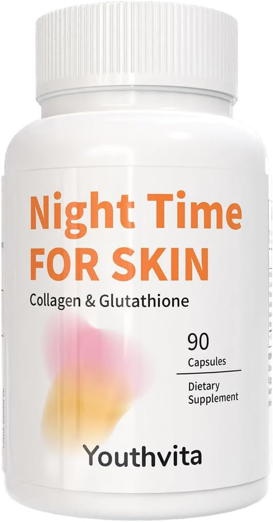 Youthvita Collagen Peptides with L-Glutathione, Vitamin C, GABA, Astaxanthin, and Vitamin E for Skin Health - 90 Capsules