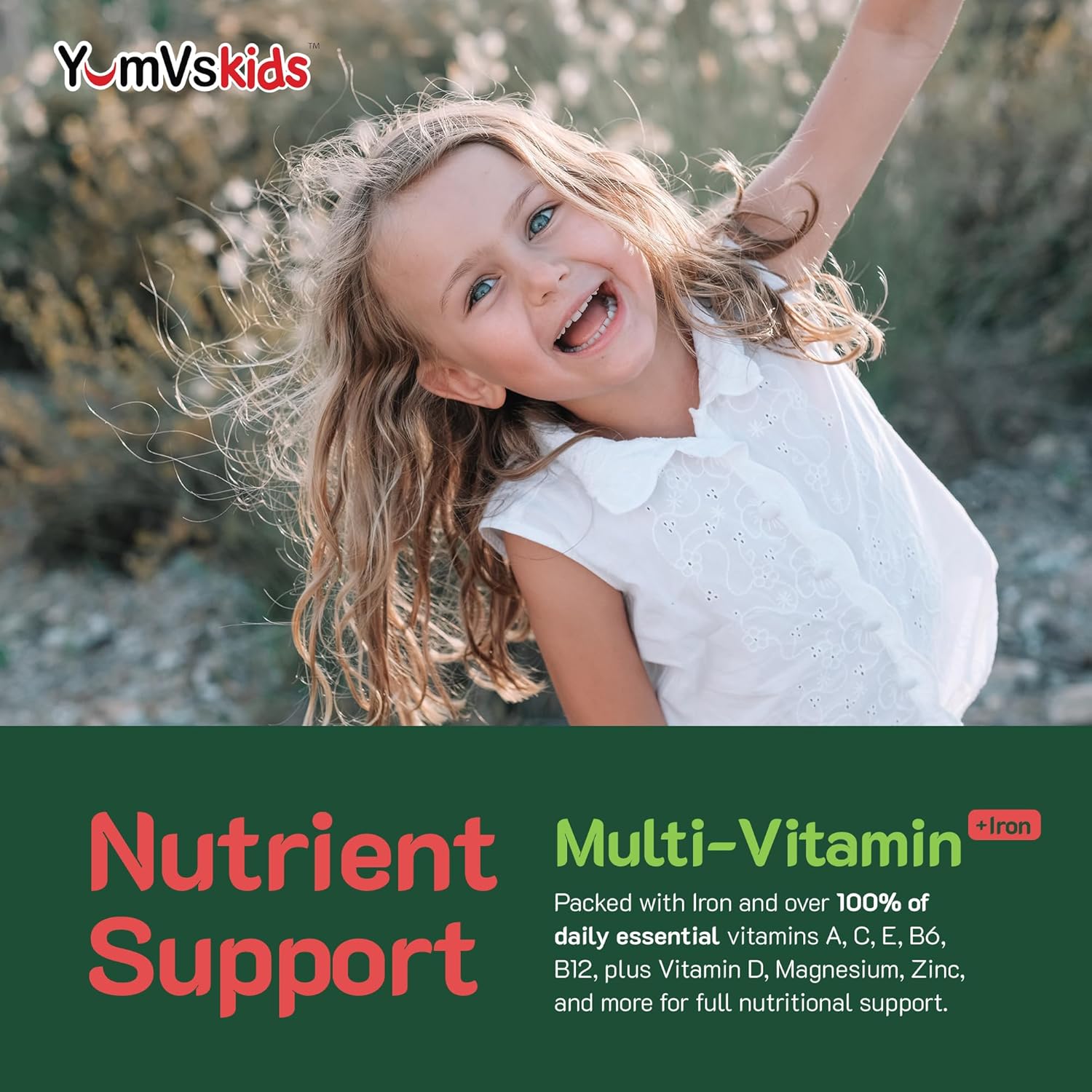 YUM-V'S Complete Kids Multivitamin with Iron - Chewable Kids Vitamins - Toddler Multivitamin Supplement - Kosher, Halal, Gluten Free - 120 Count 2 Pack - Ages 2+