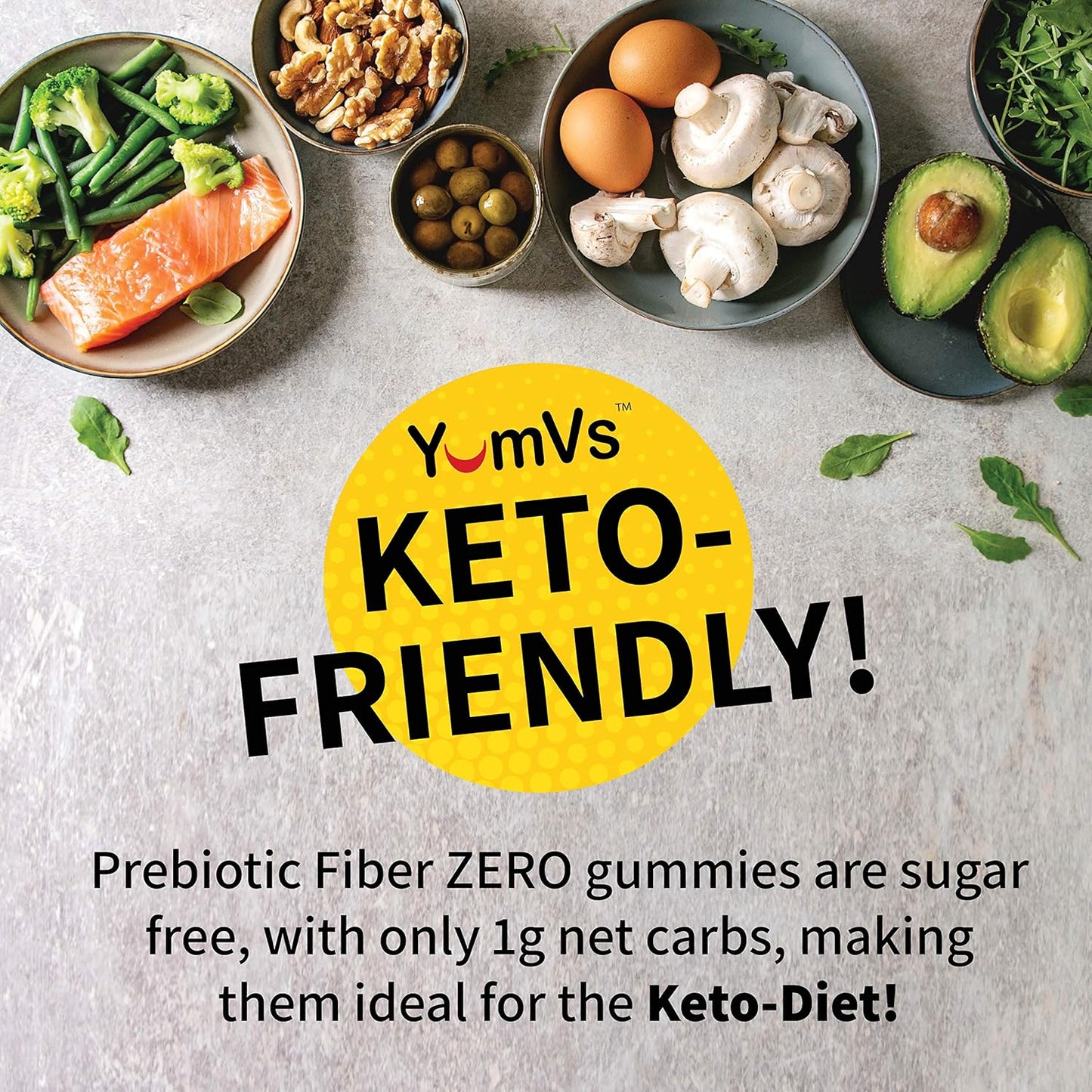 YUM-V'S Kids Prebiotic Fiber Gummies - Sugar-Free Keto Chewables for Toddlers - Constipation Support with 4g Fiber - Natural Berry Flavor - 70 Count