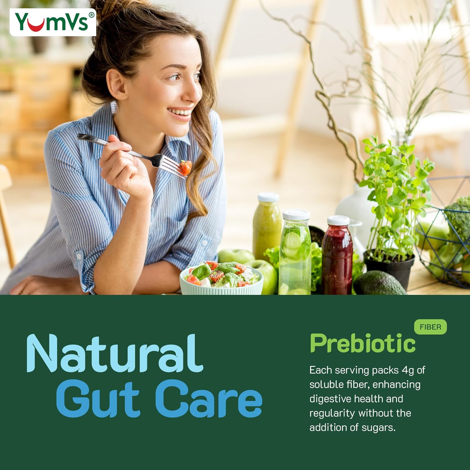 YUM-V'S Prebiotic Fiber Gummies - Keto Friendly Sugar Free Supplement with 4g Fiber, Natural Berry Flavor Chewables for Digestive Support - 60 Count