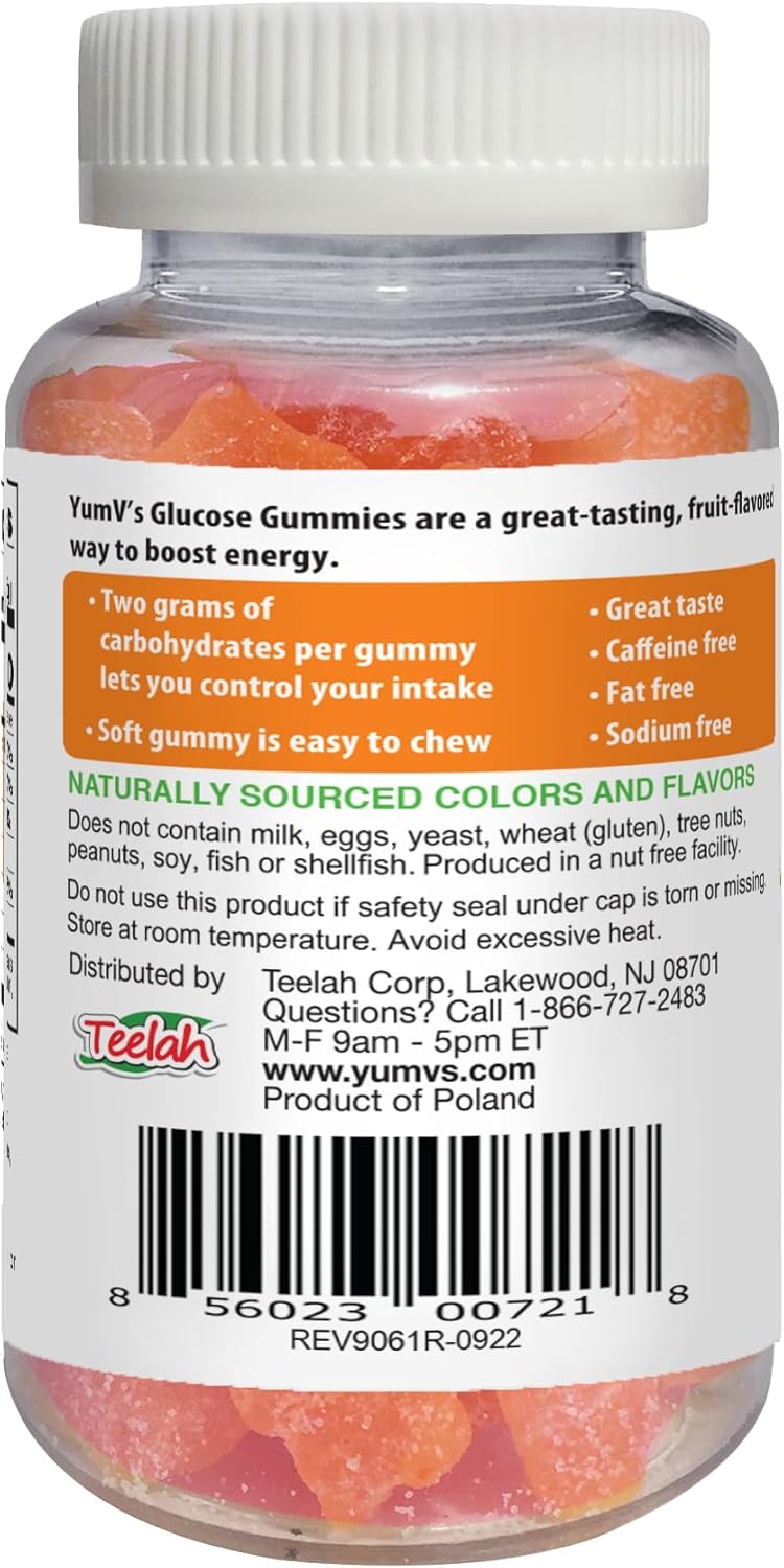 YUM-V'S YumVs Complete Glucose Gummies, Fruit Flavors, 60 Ct Pack of 2 - Chewable Nutritional Supplement for Men and Women, Gluten Free, Vegan, Kosher, Halal - Raspberry
