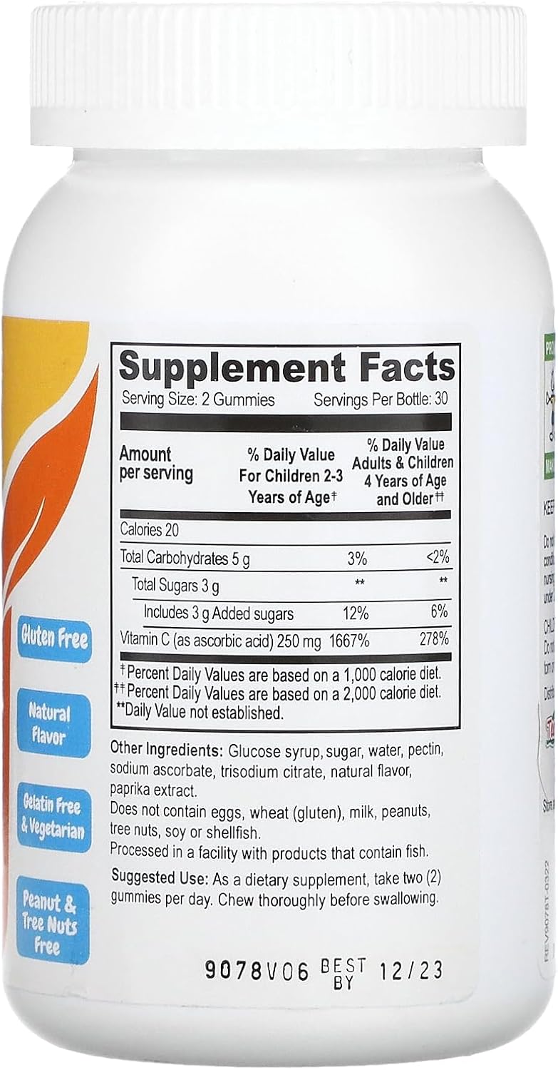 YumV's Kids Vitamin C Gummies - Delicious Orange Flavor, 250mg (60 Count)