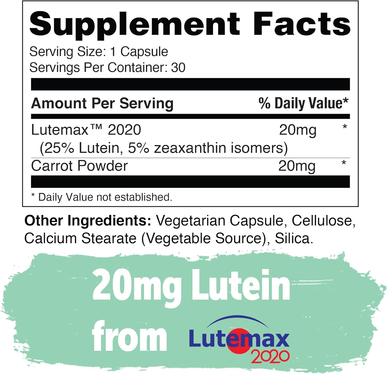 Yuve Lutein & Zeaxanthin Eye Health Supplement - Supports Dry Eyes, Fatigue & Vision Clarity - 30 Vegan Capsules