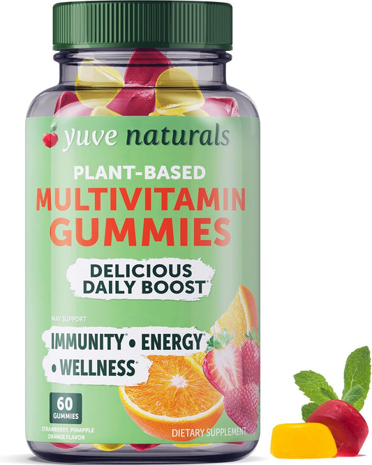 Yuve Vegan Multivitamin Gummies for Daily Energy, Strength, and Immunity - Vitamin A, C, B3, B6, B12, Biotin & Zinc - Non-GMO - 60ct