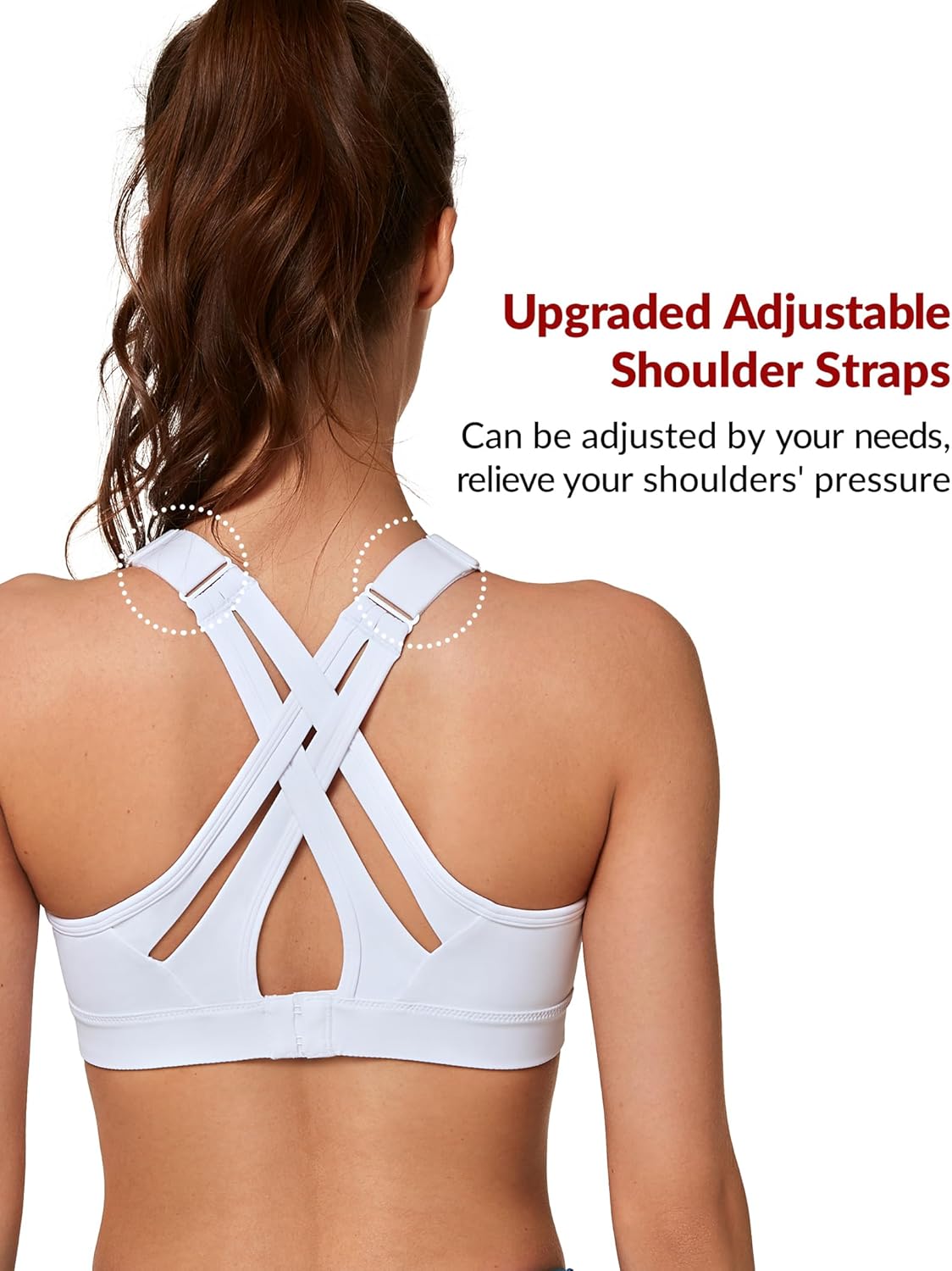 Yvette High Impact Sports Bra with Adjustable Criss Cross Back for Full Support of Large Busts, No Bounce