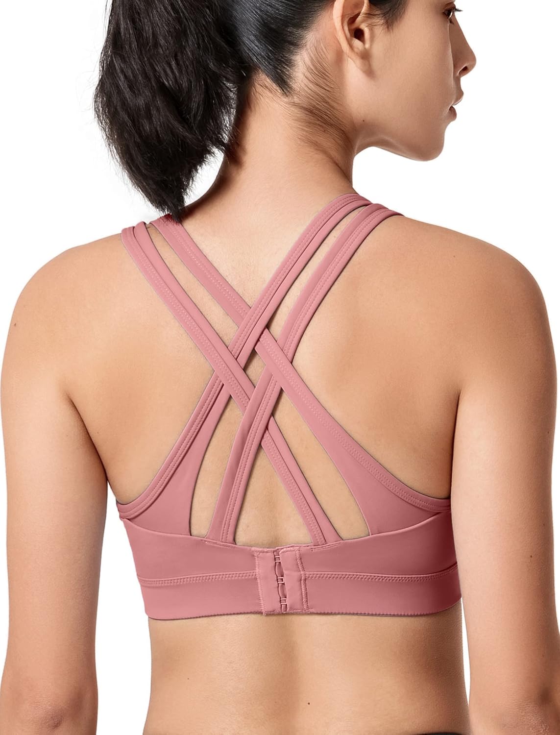 Yvette Women's Criss Cross Back High Impact Sports Bra for Plus Size, Ideal for Running and Workouts