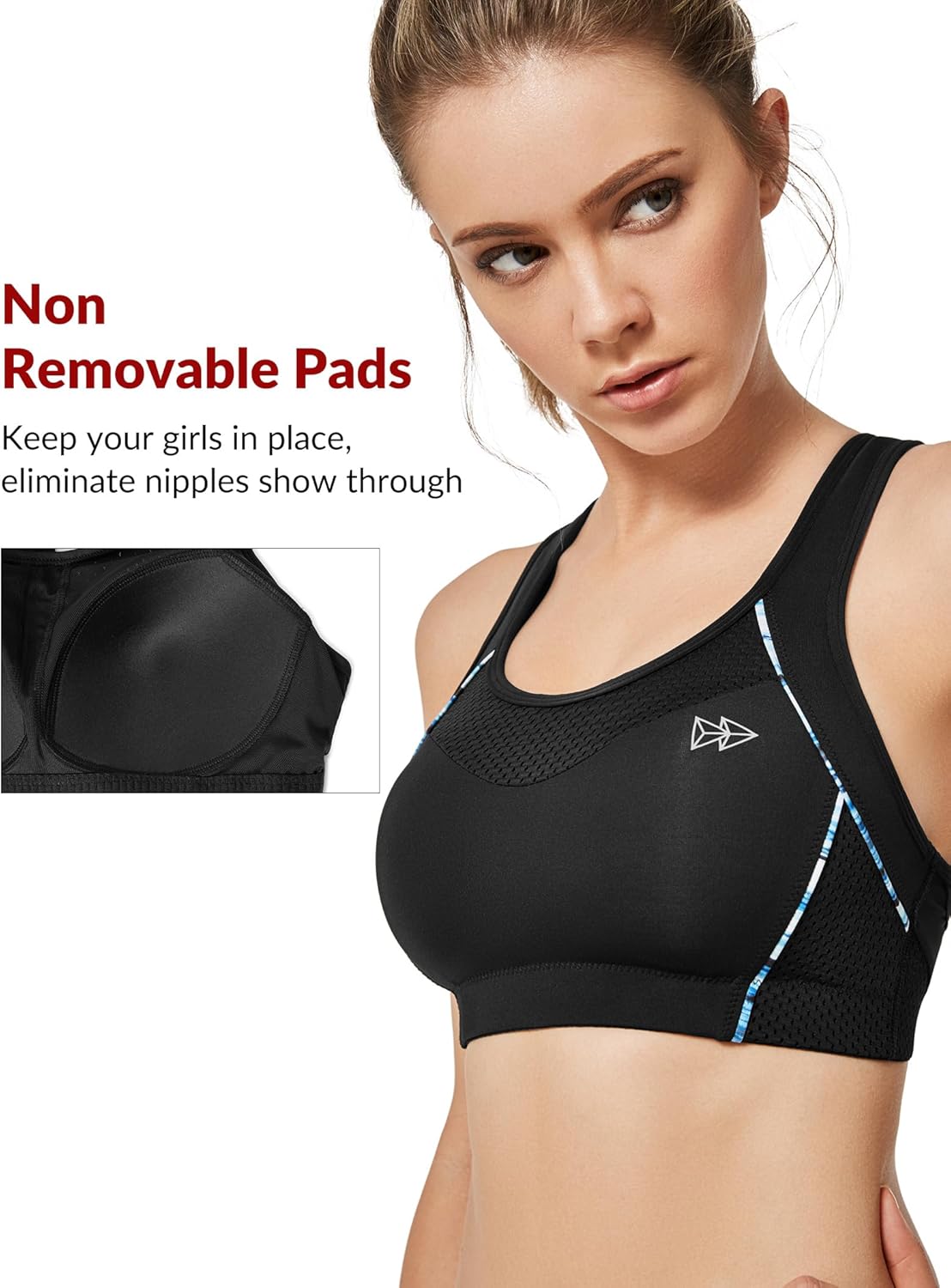 Yvette Women's High Impact Racerback Sports Bra for Running Workout - Plus Size, No Underwire Support