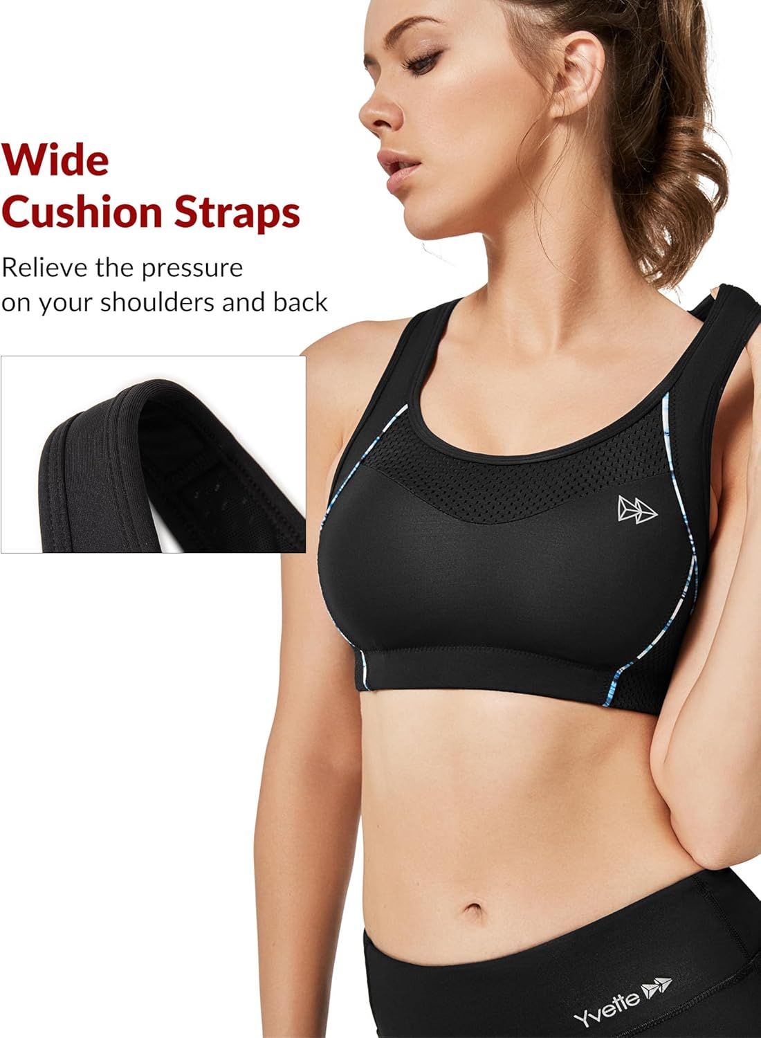 Yvette Women's High Impact Racerback Sports Bra for Running Workout - Plus Size, No Underwire Support