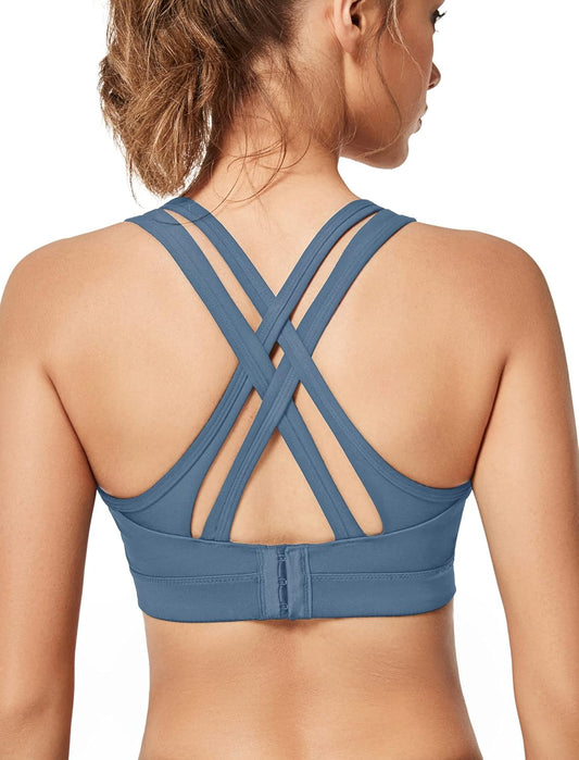 Yvette Women's Plus Size High Impact Sports Bra with Criss Cross Back for Sexy Running