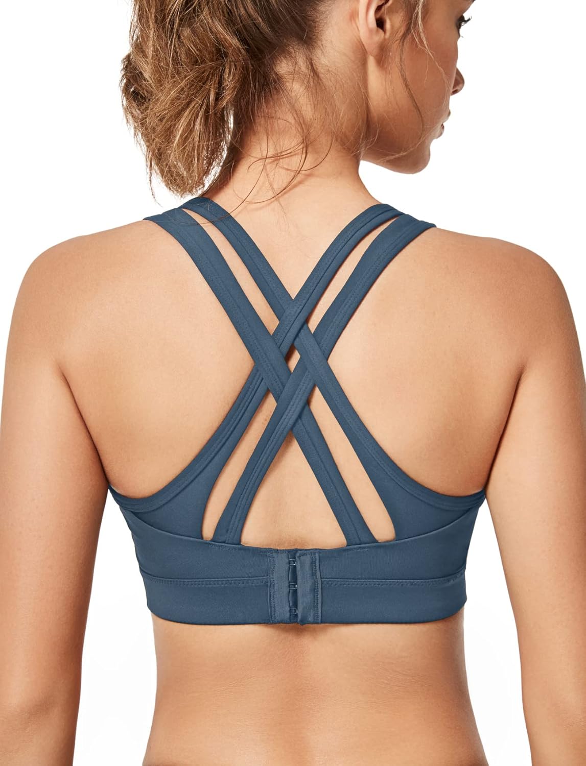 Yvette Women's Plus Size High Impact Sports Bra with Criss Cross Back for Running