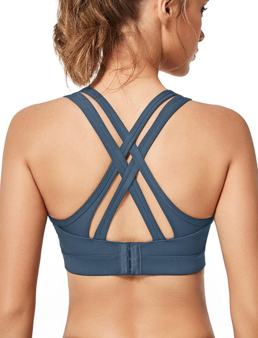 Yvette Women's Plus Size High Impact Sports Bra with Criss Cross Back for Running
