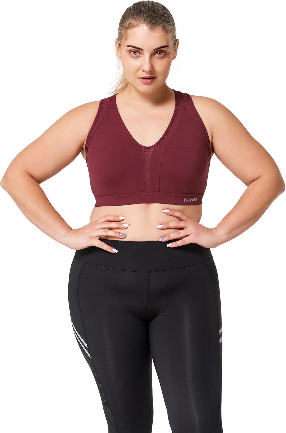 Yvette Women's Plus Size High Impact Sports Bra with Criss Cross Back for Running