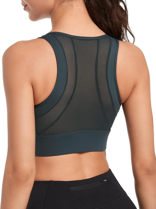 Yvette Zip Front High Impact Sports Bra for Women with Large Bust - Ideal for Running and Workouts, Offers High Support