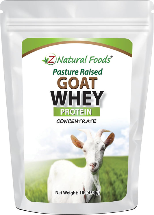 Z Natural Foods Clean Goat Whey Protein Powder - Unflavored Concentrate from Pasture Raised Goats - Undenatured Protein with Vital Amino Acids for Weight Management, Immune Support, Fitness - 1 lb