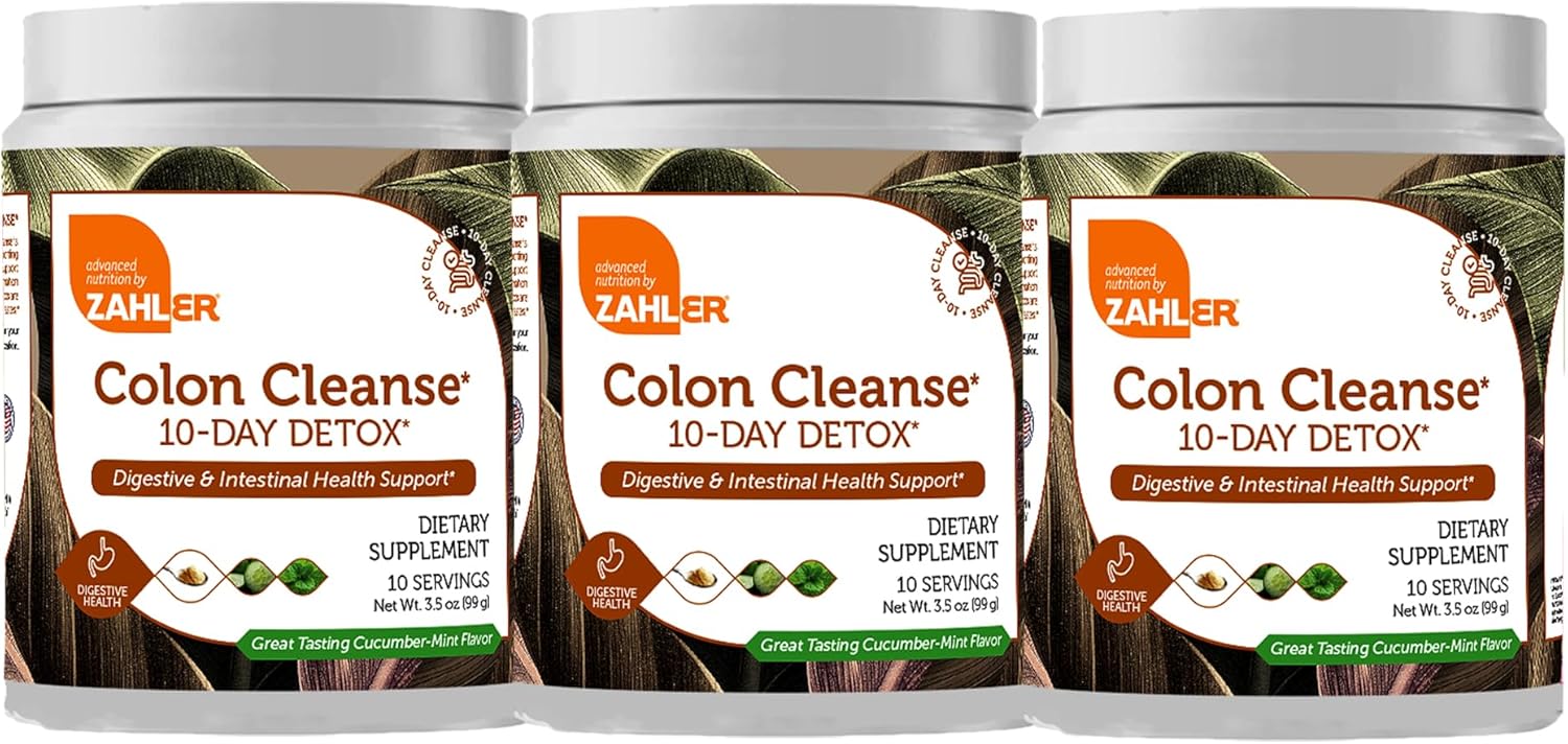 Zahler 10-Day Detox Cleanse - Cucumber Mint Flavor - Herbal Digestive Wellness - Colon Cleanser & Detox - Body Detox & Digestion Aid - 3.5 oz (3 Pack)