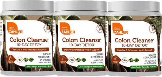 Zahler 10-Day Detox Cleanse - Cucumber Mint Flavor - Herbal Digestive Wellness - Colon Cleanser & Detox - Body Detox & Digestion Aid - 3.5 oz (3 Pack)