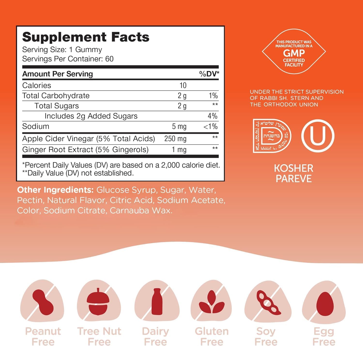 Zahler Apple Cider Vinegar Gummies: Kosher, Delicious, Raw with The Mother - Detox & Cleanse Support for Gut Health and Metabolism - 60 Flavored Gummies