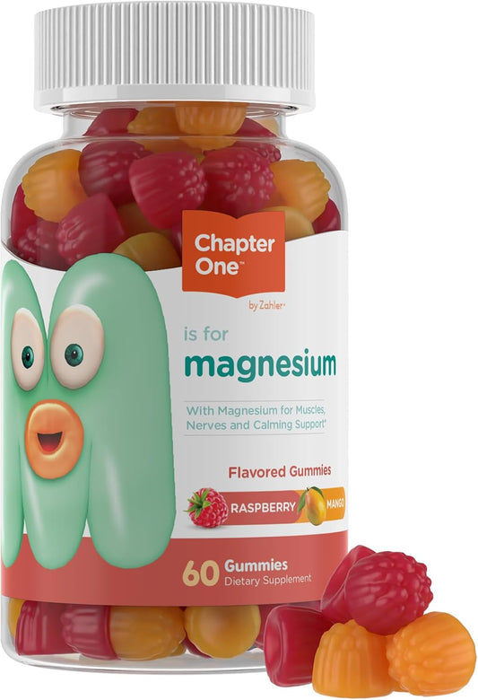 Zahler Chapter One Magnesium Gummies - Raspberry Mango Flavored, 60 Count, Kosher Certified for Kids and Adults