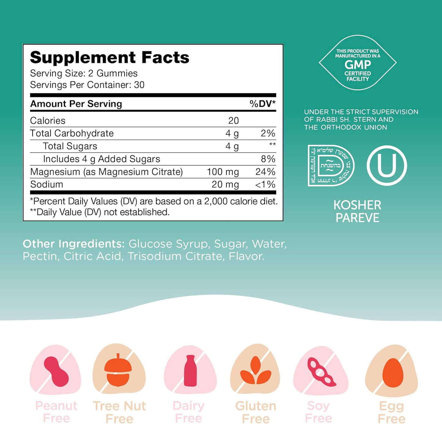 Zahler Chapter One Magnesium Gummies - Raspberry Mango Flavored, 60 Count, Kosher Certified for Kids and Adults