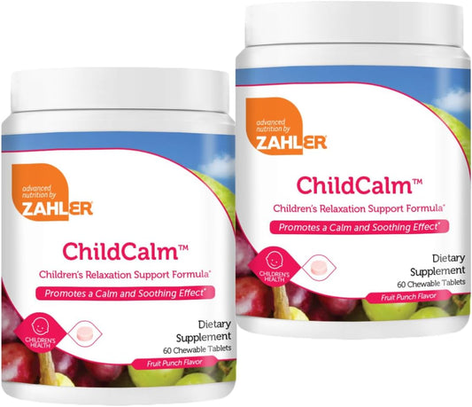 Zahler ChildCalm Fruit Punch Chewable Magnesium for Kids - Natural Calm & Mood Support (2 Pack)
