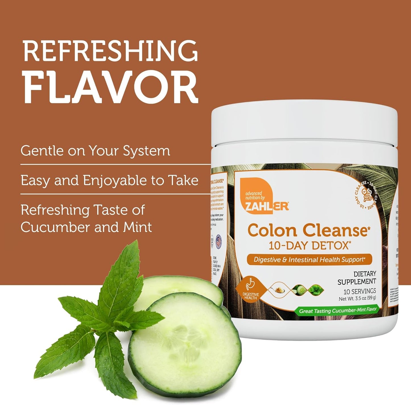 Zahler Cucumber Mint Colon Cleanse Detox - Herbal Digestive Wellness - Gentle Bowel Movement & Body Detox - 10-Day Cleanse for Men & Women - 3.5 oz Jar
