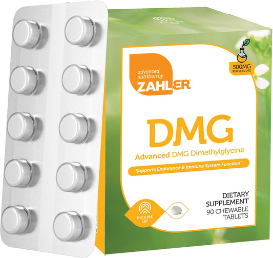 Zahler DMG 500mg Supplement for Endurance, Immune Support, and Brain Health - 90 Kosher Tablets - Amino Acid Glycine Formula for Nootropic Benefits