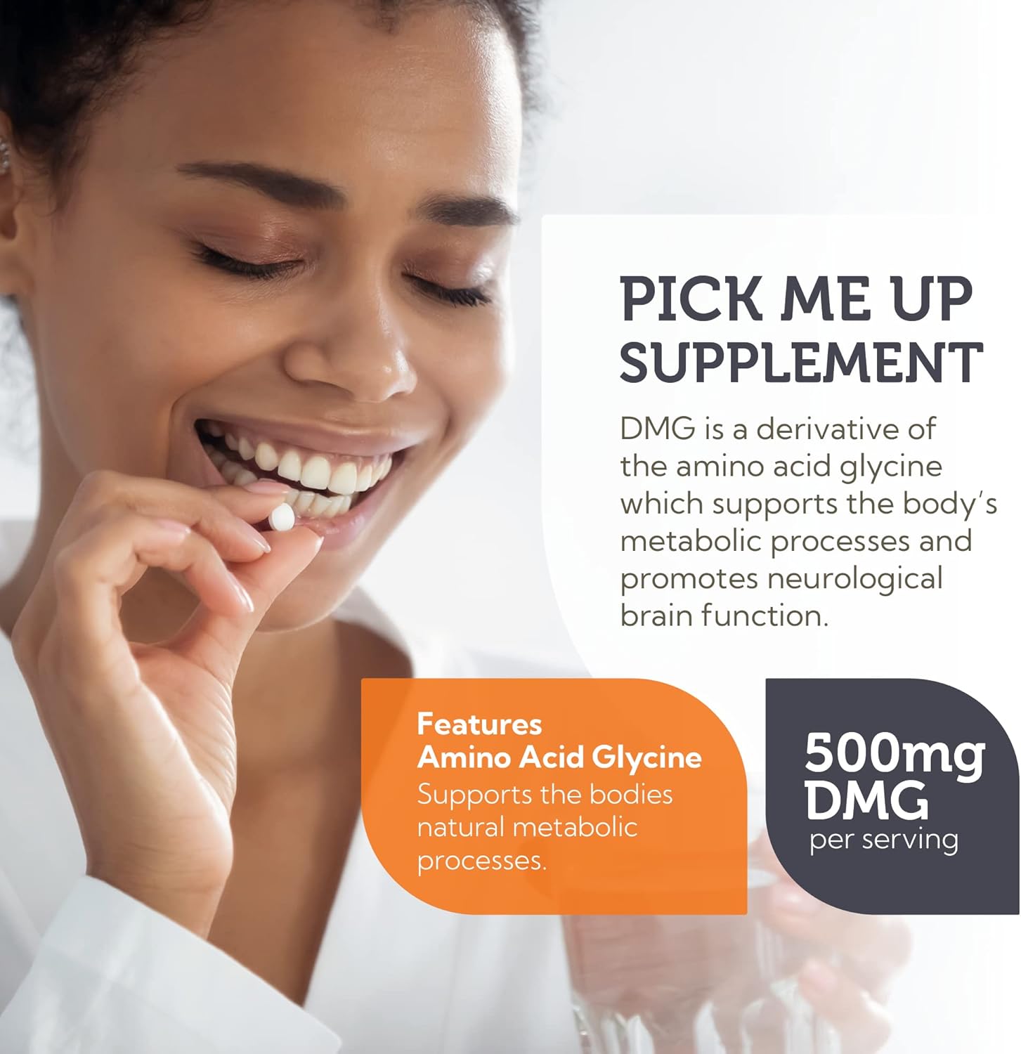 Zahler DMG 500mg Supplement for Endurance, Immune Support, and Brain Health - 90 Kosher Tablets - Amino Acid Glycine Formula for Nootropic Benefits