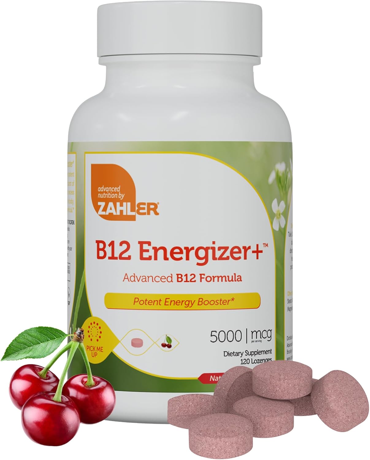 Zahler Energizer+ 5000 mcg Vitamin B12 Cherry Lozenges - Kosher Gluten Free Energy Boost - USA Made (120 Count)