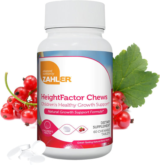 Zahler HeightFactor Chewable Tablets - Natural Height Growth Supplement for Kids Age 4+, Doctor Formulated Maximizer for Growing Taller, 60 Count