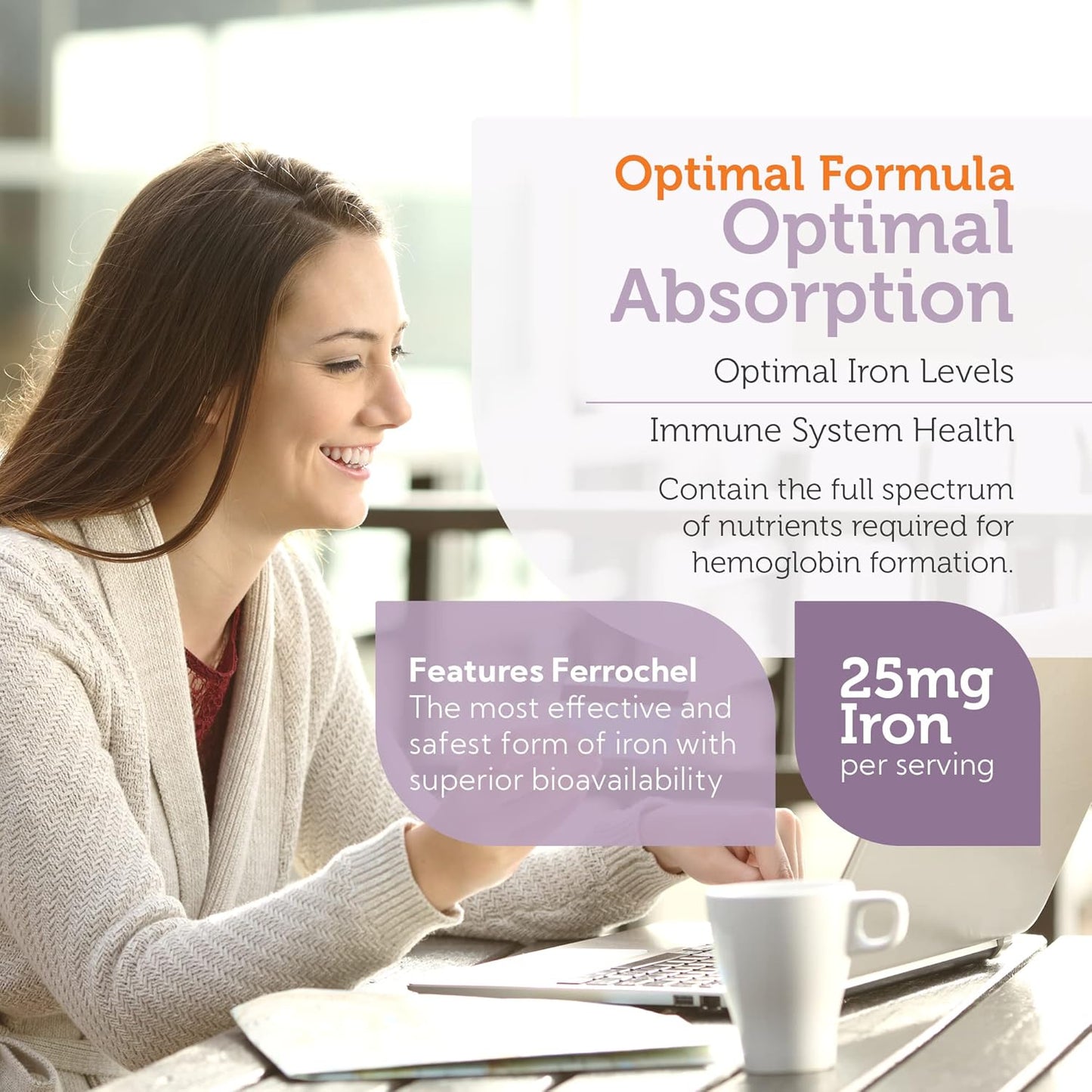 Zahler High Absorption Iron Supplement Capsules with Vitamin C for Men and Women - Kosher Ferrous Iron Pills with B12, Folate - 100 Count