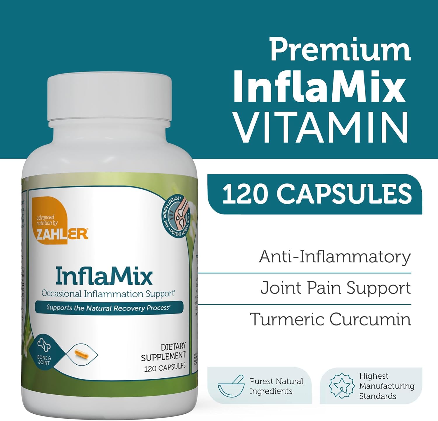 Zahler InflaMix Capsules with Turmeric for Healthy Inflammatory Response - 120 Count
