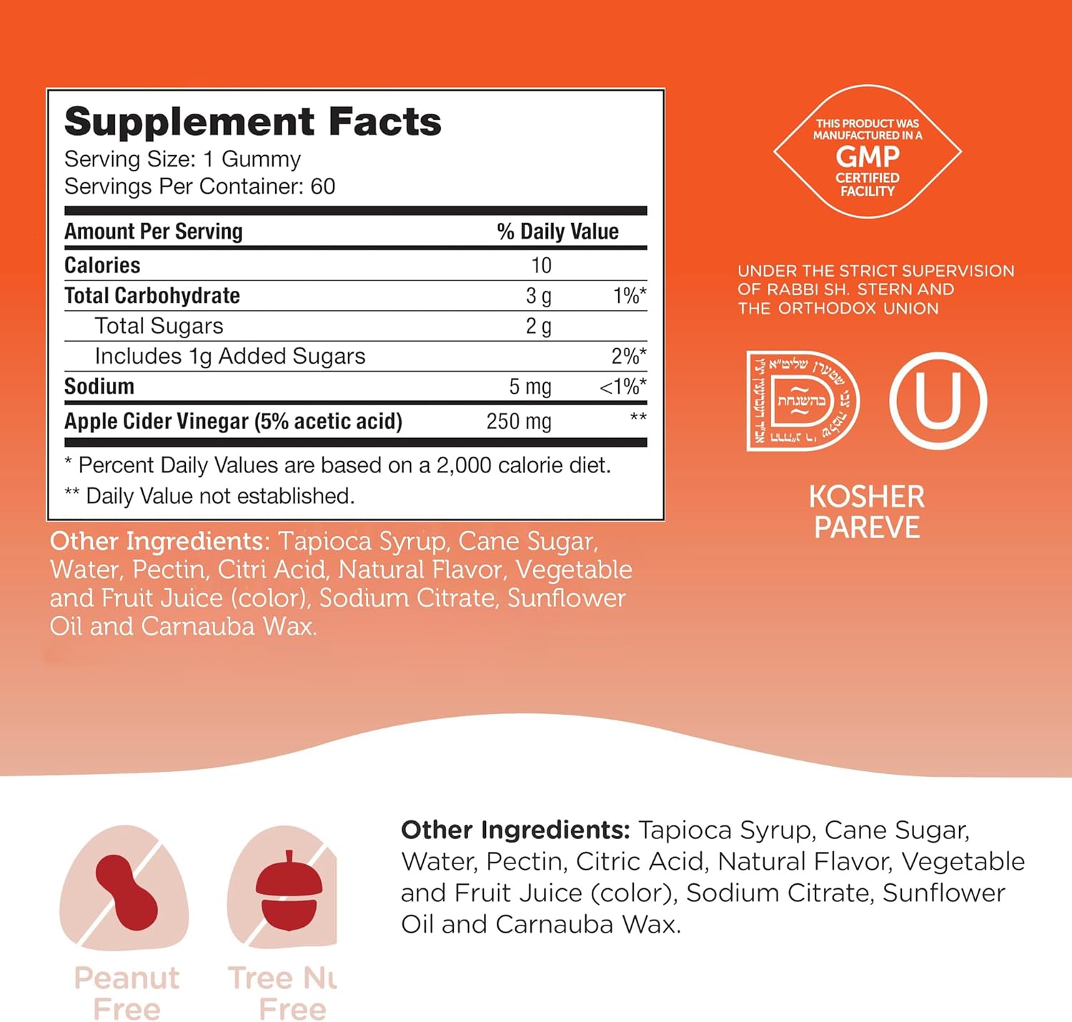 Zahler Kosher Apple Cider Vinegar Gummies - Detox & Gut Health Support - 60 Pineapple Flavored ACV Gummies for Men & Women