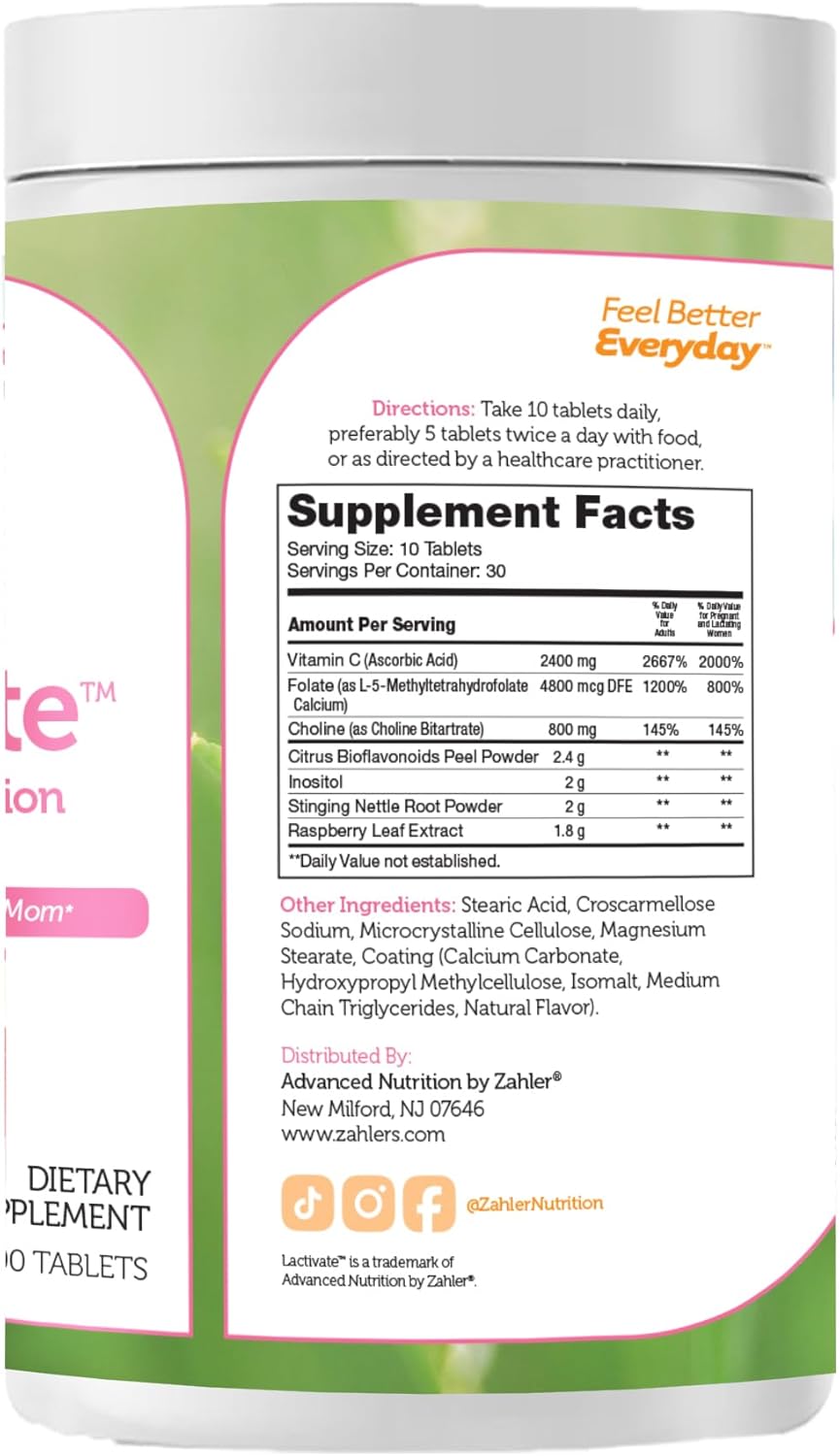 Zahler Lactivate: Advanced Lactation Support Supplement - 300 Certified Kosher Tablets