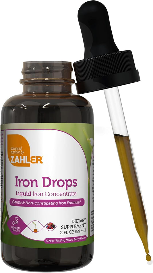 Zahler Liquid Iron Drops, 2 Fl OZ - Gentle & Non-Constipating Iron Supplement