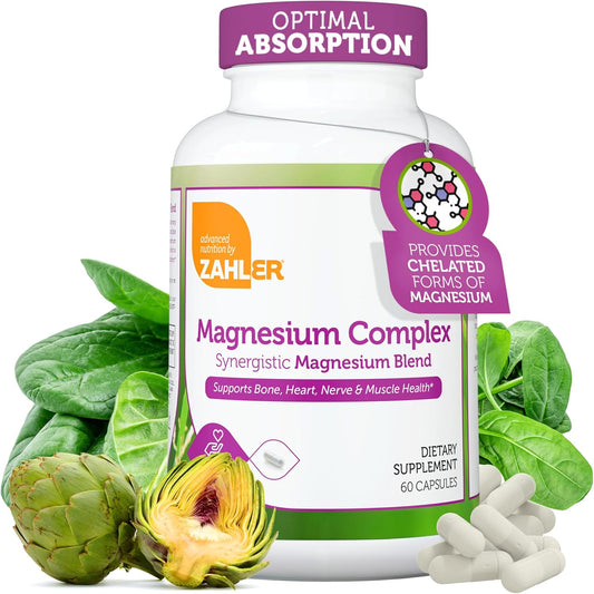 Zahler Magnesium Complex Supplement with Vitamin B6 - 60 Capsules for Bone, Nerve, Heart, and Muscle Health