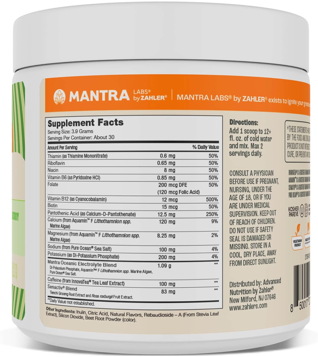Zahler Mantra Go Tropical Berry Flavored Pre-Workout Supplement, 30 Servings - Boost Energy Levels